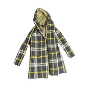 Tahari women’s size xs long knitted sweater cardigan with hood plaid vintage